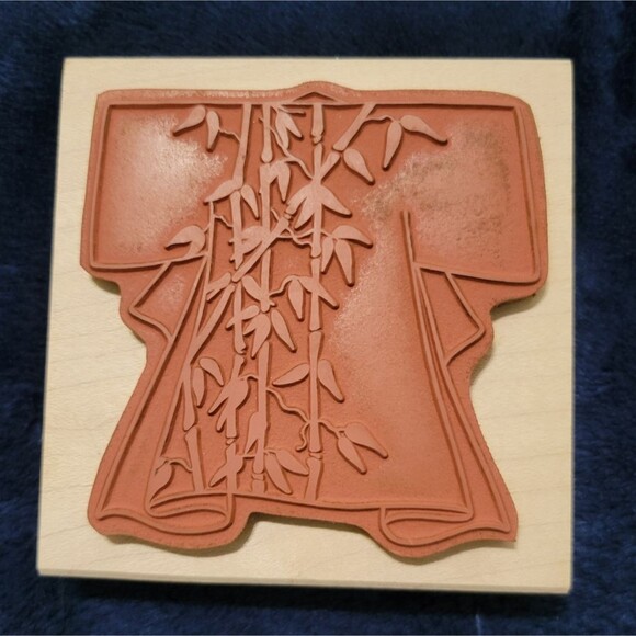 Kimono Asian Bamboo Rubber Stamp JudiKins 2295H Wood Mount Crafting 3.62 x 3.5 - Picture 9 of 16